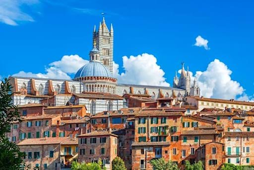 View of the Duomo in Siena on a sunny day