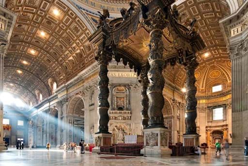 Beautiful interior and Altar of St. Peter's Basilica in the Vatican
