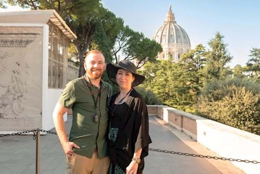 Beautiful couple taking a picture at the Vatican